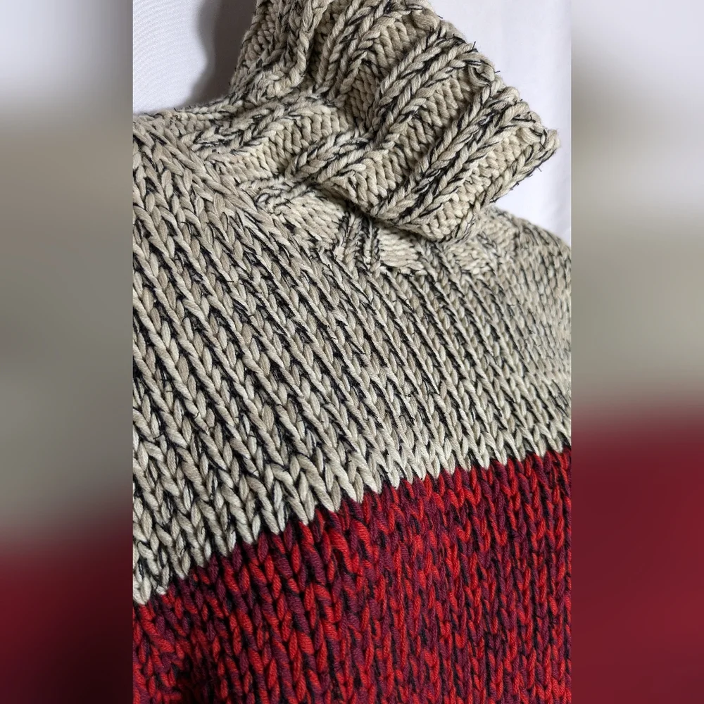 Women's SOblue Sigrid Olsen Chunky Knit Color Block Turtleneck Sweater| Size‎ M